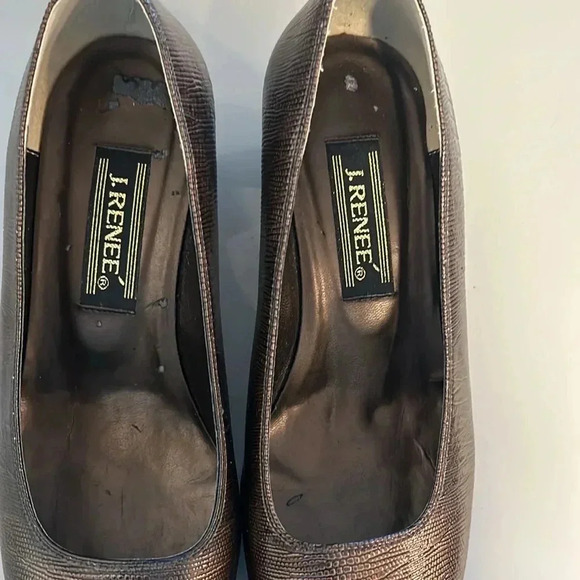 J RENEE BRONZE LIZARD PRINT WITH GOLD ACCENT SQUARE TOE OFFICE CHIC SIZE 7.5 W - Picture 5 of 5